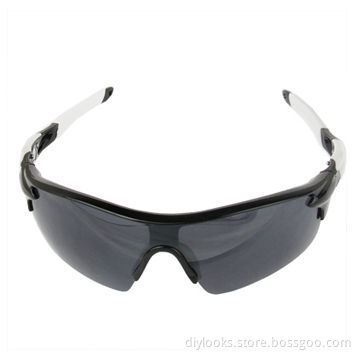 UV400 Protection Stylish Resin Lens Bicycle Sunglasses (Black) with High-strength